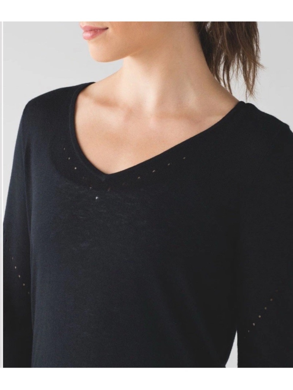 lululemon athletica Black Yin Time Sheer V-Neck Sweater